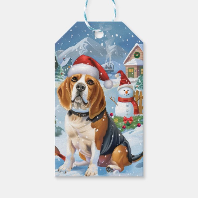 Beagle Dog Winter Wonderland Weihnachtsfreude Geschenkanhänger (Vorderseite)