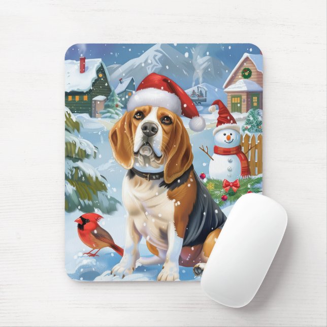 Beagle Dog Winter Wonderland Weihnachtsfreude Mousepad (Mit Mouse)