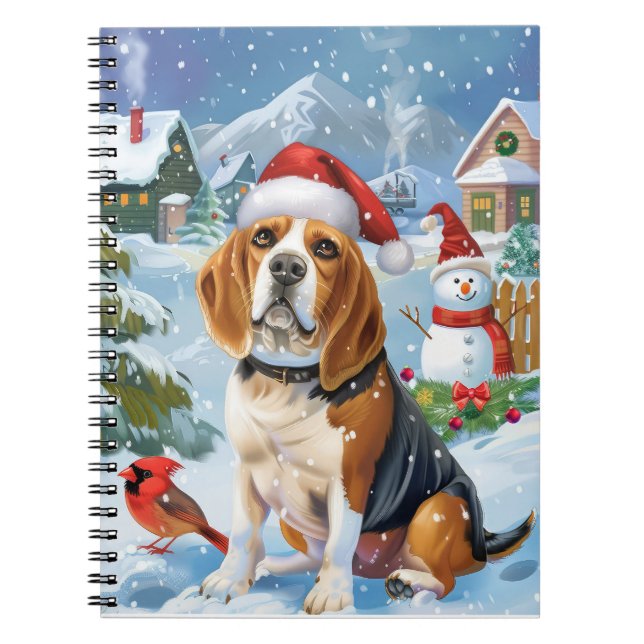 Beagle Dog Winter Wonderland Weihnachtsfreude Notizblock (Vorderseite)