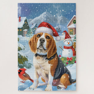 Beagle Dog Winter Wonderland Weihnachtsfreude Puzzle