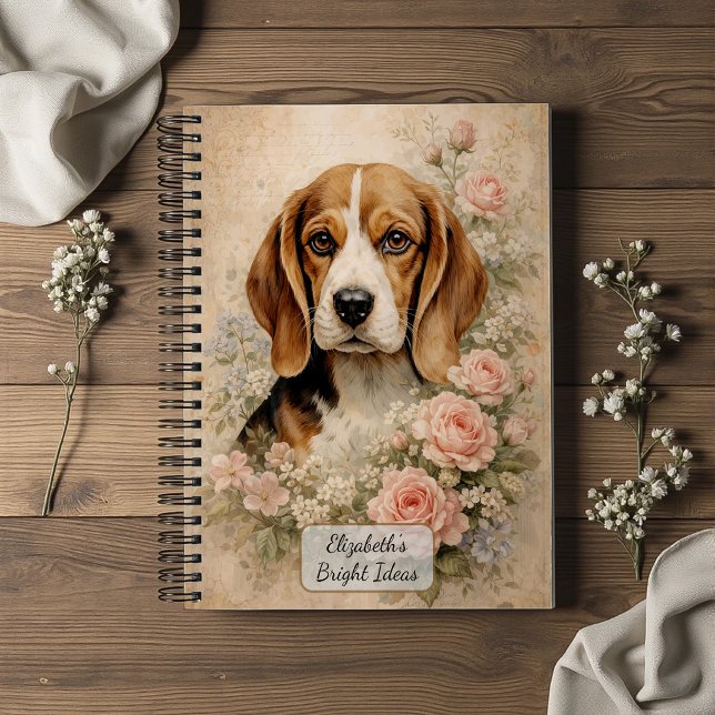 Beagle Dog with Roses Notizbuch (Von Creator hochgeladen)
