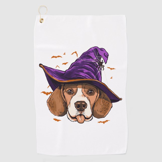 Beagle Dog Witze Funny Halloween Hund Lover Golfhandtuch (Vorderseite)