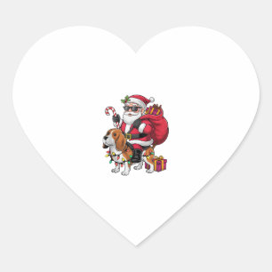 Beagle Dog Xmas Lighting Santa Riding Beagle Chris Herz-Aufkleber