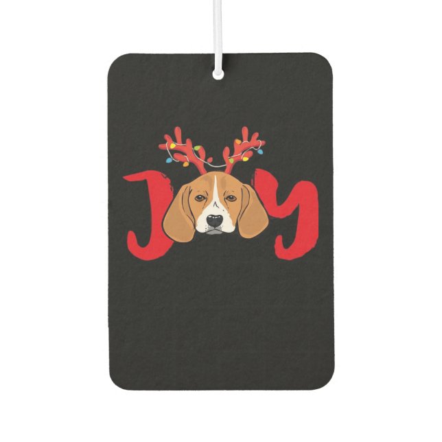 Beagle Dog Xmas Weihnachtsbaum Antler Light E Autolufterfrischer (Vorderseite)