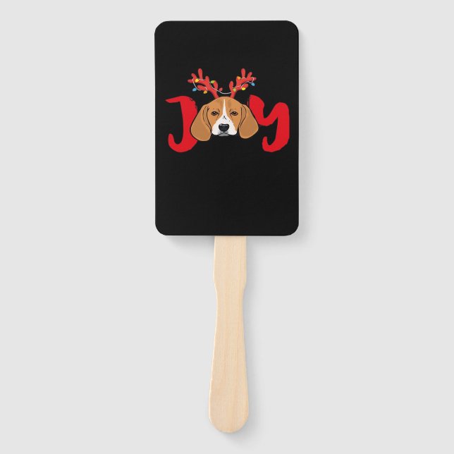 Beagle Dog Xmas Weihnachtsbaum Antler Light E Fächer (Vorderseite)