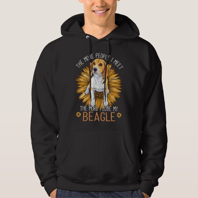 Beagle Dogs I Love My Beagle Floral Sunflower Hoodie (Vorderseite)