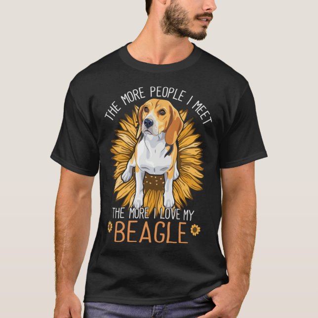 Beagle Dogs I Love My Beagle Floral Sunflower T-Shirt (Vorderseite)