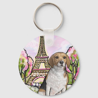 Beagle-Eiffelturmparis Schlüsselanhänger