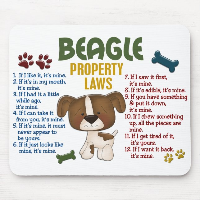 Beagle-Eigentums-Gesetze 4 Mousepad (Vorne)