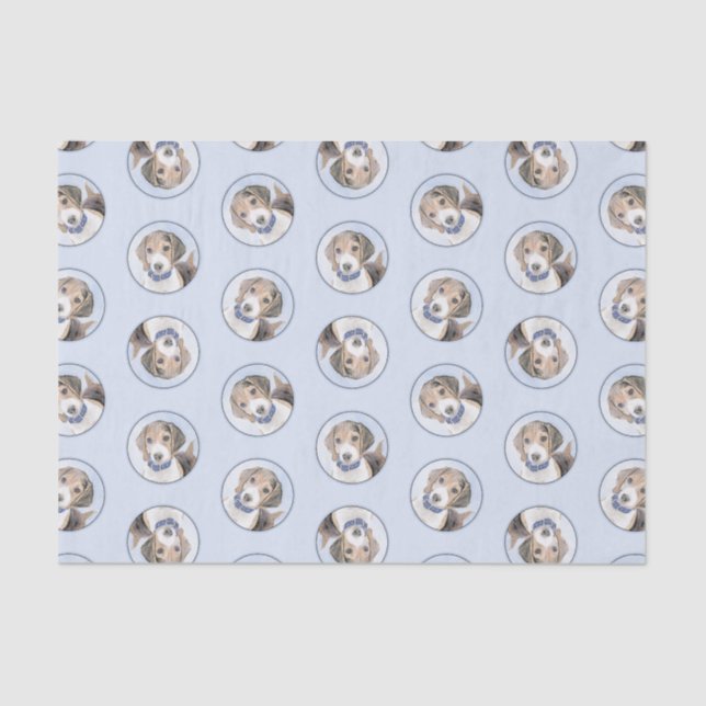 Beagle Englisch Malerei Tri Tricolor Niedliche Dog Seidenpapier (Vorderseite)