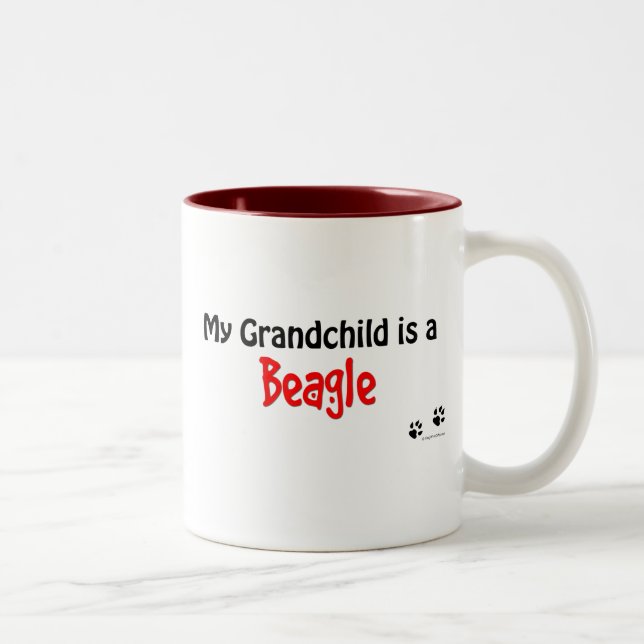 Beagle-Enkelkind Zweifarbige Tasse (Rechts)