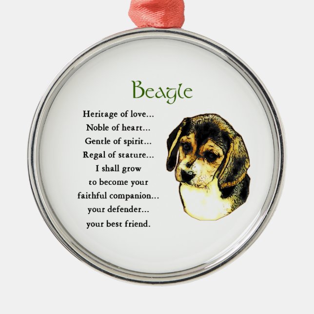Beagle Erbe der Liebe Silbernes Ornament (Vorne)