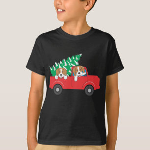 Beagle fahren mit einem roten LKW Beagle Weihnacht T-Shirt