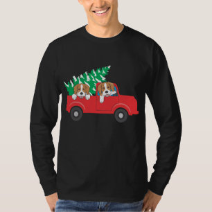 Beagle fahren mit einem roten LKW Beagle Weihnacht T-Shirt