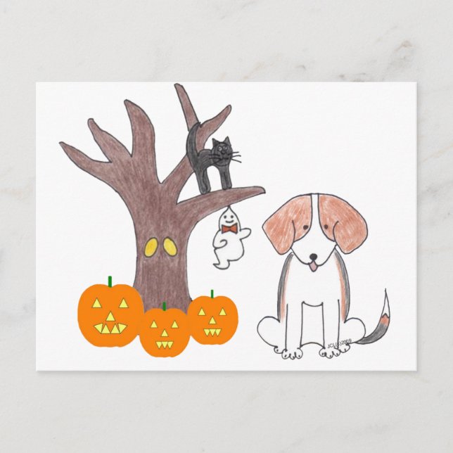 Beagle Fall Postkarte (Vorderseite)