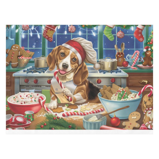 Beagle Feiertag Backen: Feierliche Weihnachten Tischdecke (Vorderseite (Horizontal))