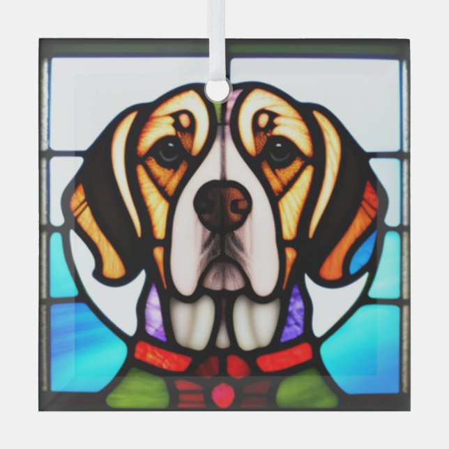 Beagle "Festglas" Ornament Aus Glas (Vorderseite)