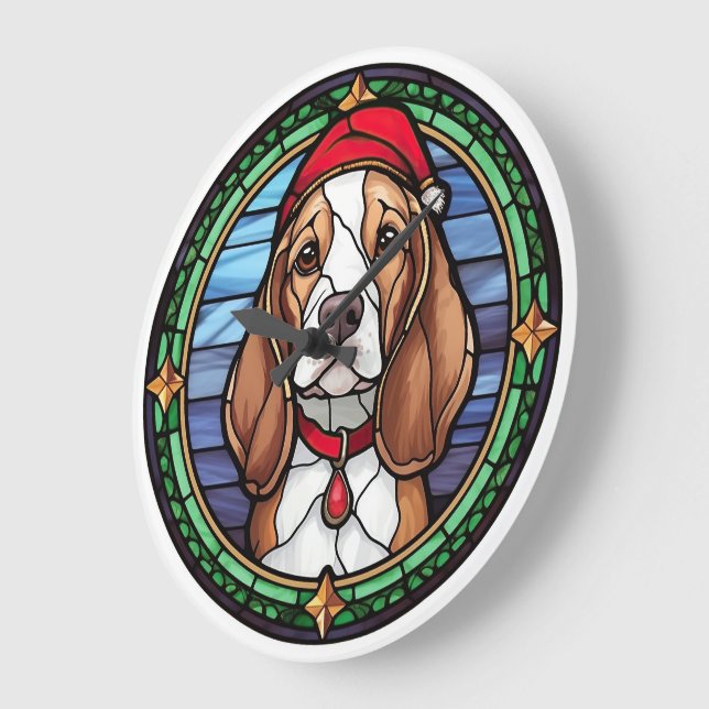 Beagle Festgläser Weihnachten Große Wanduhr (Winkel)