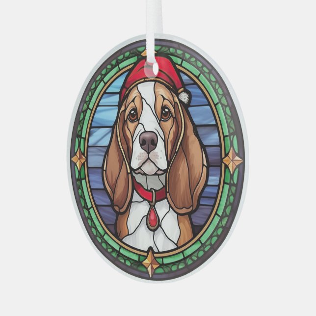 Beagle Festgläser Weihnachten Ornament Aus Glas (Vorderseite links)