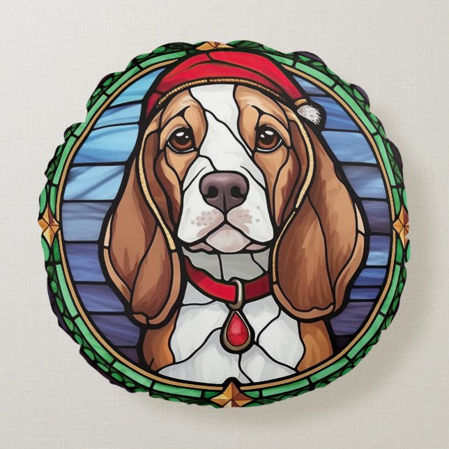 Beagle Festgläser Weihnachten Rundes Kissen (Vorderseite)