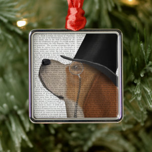 Beagle, Festhund und Hut Ornament Aus Metall