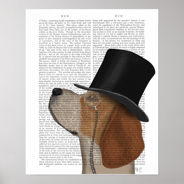 Beagle, Festhund und Hut Poster (Vorne)