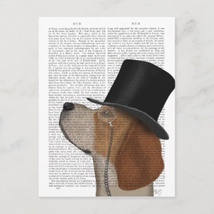 Beagle, Festhund und Hut Postkarte