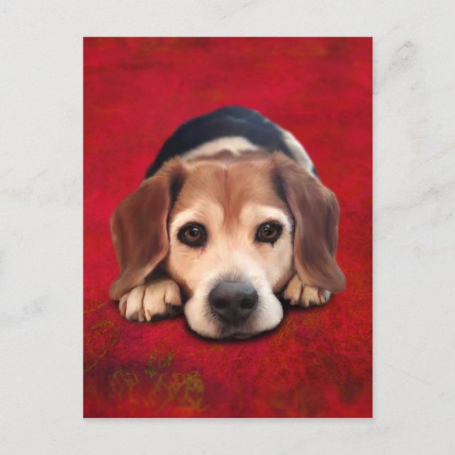 Beagle Fine Art Dog Art Malerei Postkarte (Vorderseite)
