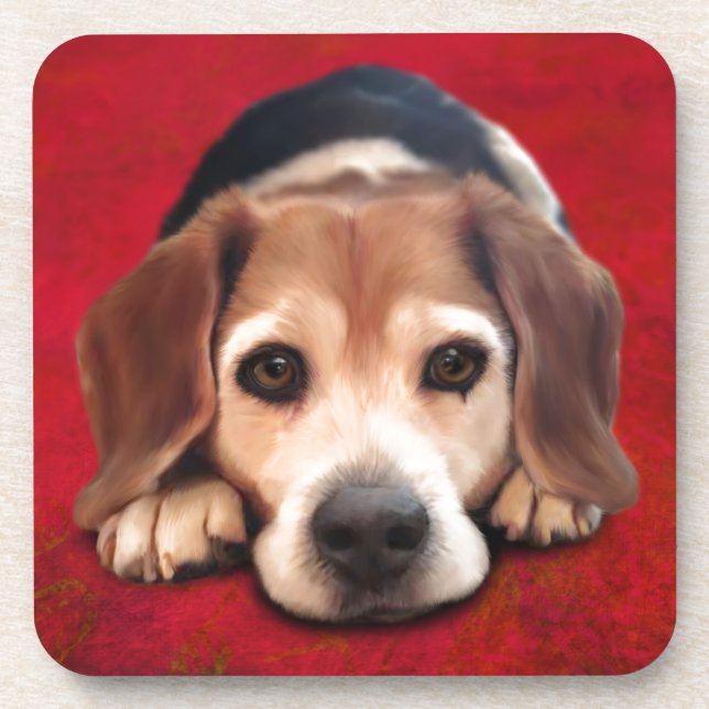 Beagle Fine Art Dog Art Malerei Untersetzer (Vorderseite)
