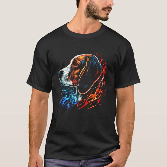 Beagle Flames Cute Dog T-Shirt (Vorderseite)
