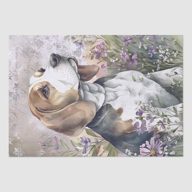 Beagle Floral Dog Seidenpapier (Vorderseite)