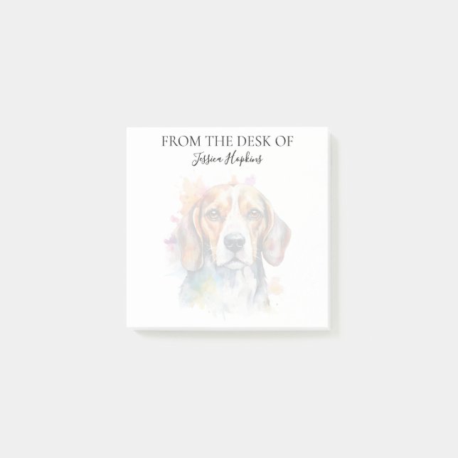 Beagle-Freund monogrammierter Hund Post-it Klebezettel (Vorderseite)