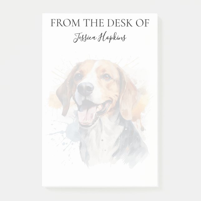 Beagle-Freund monogrammierter Hund Post-it Klebezettel (Vorderseite)