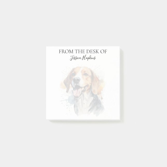 Beagle-Freund Monogrammierter Hund Post-it Klebezettel (Vorderseite)