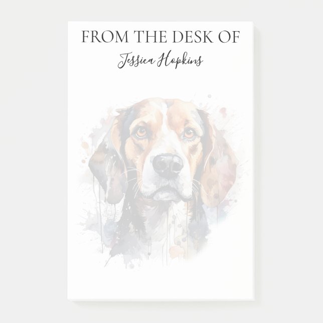 Beagle-Freund monogrammierter Hund Post-it Klebezettel (Vorderseite)