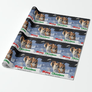 Beagle-frohe Weihnachten, die durch den Schnee Geschenkpapier