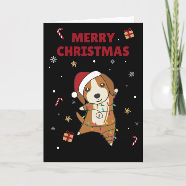 Beagle Frohe Weihnachts-Winter Tiere Hundekarte Karte (Vorderseite)
