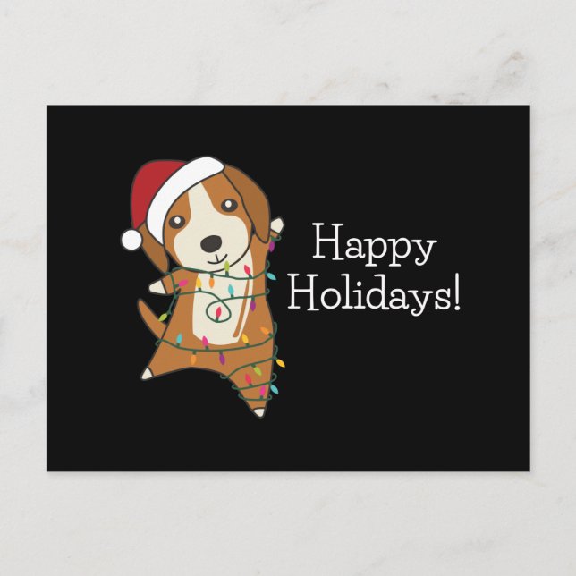 Beagle Frohe Weihnachts-Wintertiere Hund Postkarte (Vorderseite)