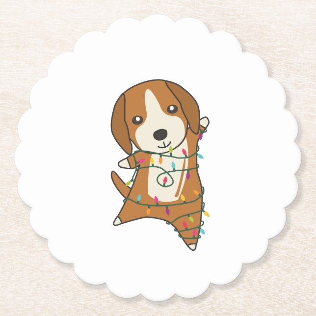 Beagle Frohe Weihnachts-Wintertiere Hund Untersetzer (Vorderseite)