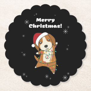 Beagle Frohe Weihnachts-Wintertiere Hund Untersetzer