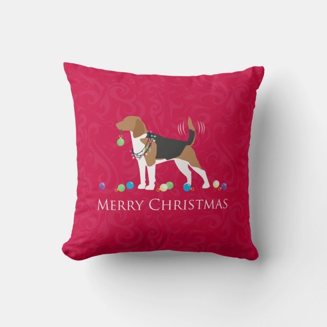 Beagle Frohe Weihnachtsgestaltung Kissen (Vorderseite)