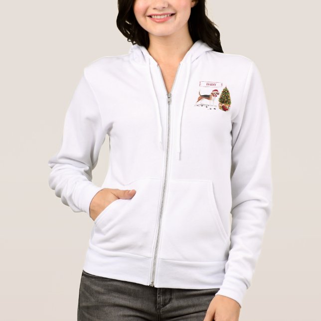 Beagle Funny Christmas Dog mit Baum Hoodie (Vorderseite)