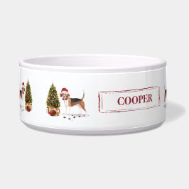 Beagle Funny Christmas Dog mit Baum Napf