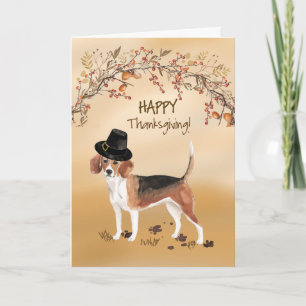 Beagle Funny Pilgrim Hat Erntedank Karte