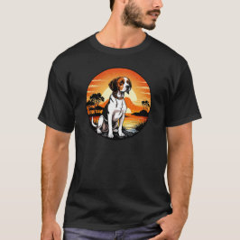 Beagle gegen einen Vintagen Sonnenuntergang T-Shirt