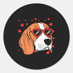 Beagle-Gesicht Herz Gles Süßer Valentinstag Hund L Runder Aufkleber