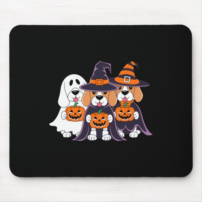 Beagle Ghost Pumpkin Halloween Design für Hunde-Li Mousepad (Vorne)