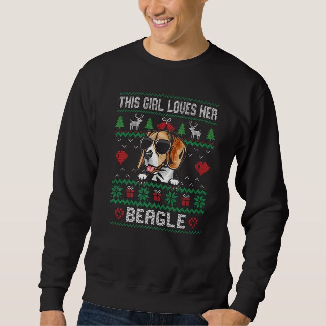 Beagle Girl Cool Ugly Christmas for Dog Mom Premiu Sweatshirt (Vorderseite)
