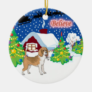 Beagle glauben an Sankt Keramikornament