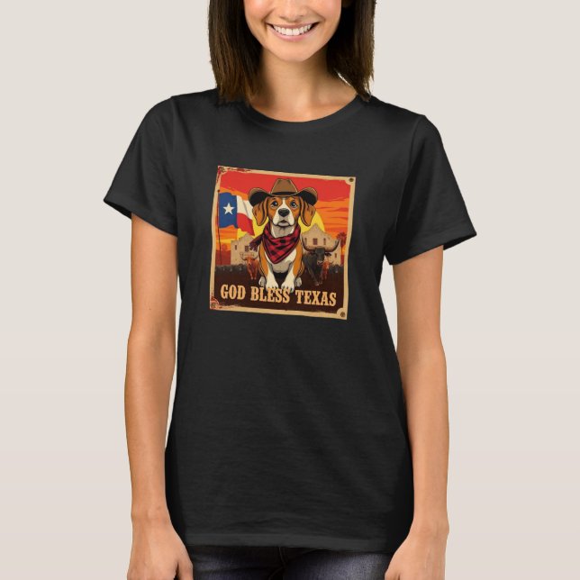 Beagle God Bless Texas T-Shirt (Vorderseite)